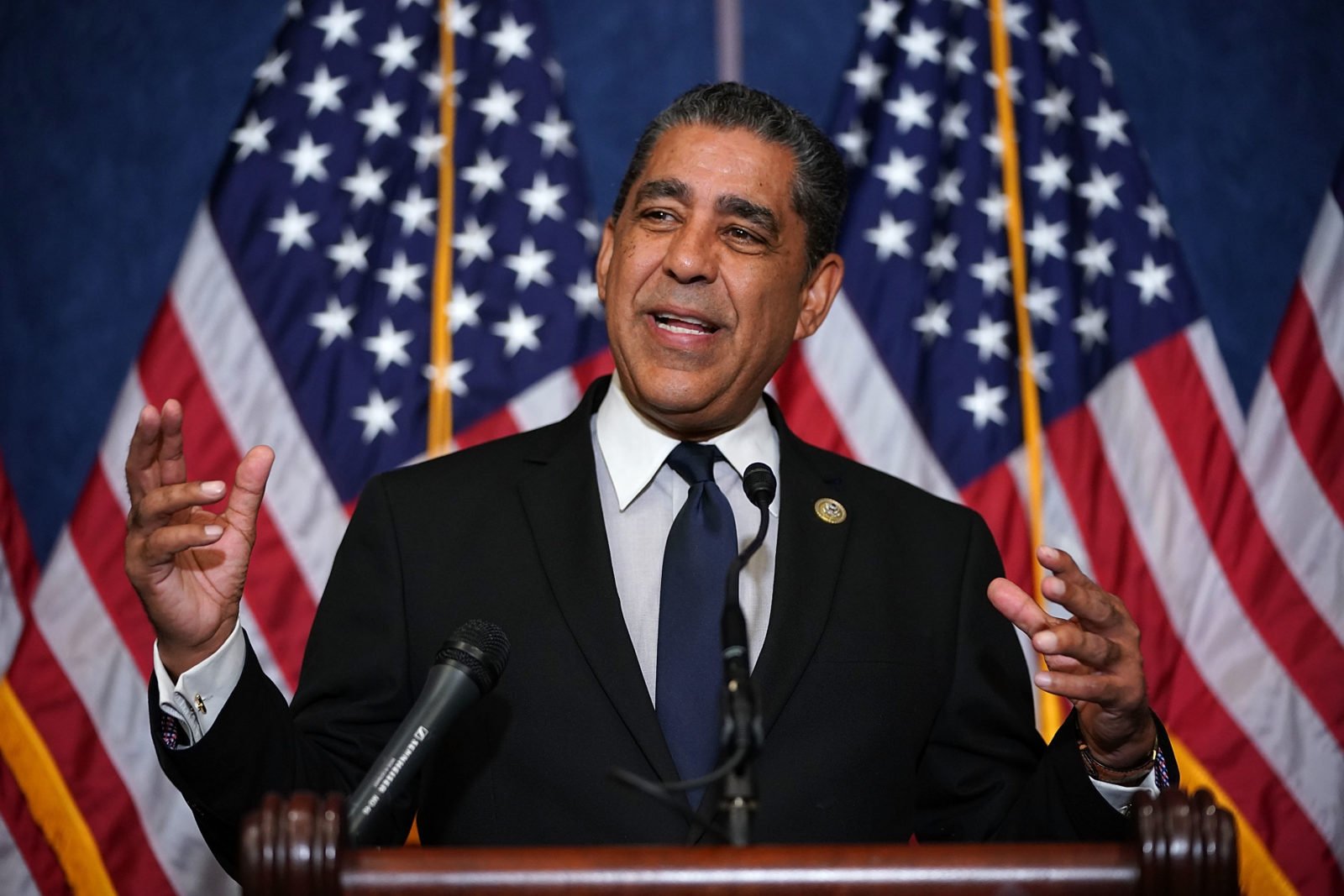 Democratic Leaders Join Higher Education Leaders Calling For Passage Of Dream Act WASHINGTON, DC - OCTOBER 25: Rep. Adriano Espaillat (R-NY) speaks during a news conference with fellow Democrats, 'Dreamers' and university presidents and chancellors to call for passage of the Dream Act at the U.S. Capitol October 25, 2017 in Washington, DC. President Donald Trump said he will end the Deferred Action for Childhood Arrivals program (DACA) and has asked Congress to find a solution for the status of the beneficiaries of the program, called 'Dreamers.' (Photo by Chip Somodevilla/Getty Images)