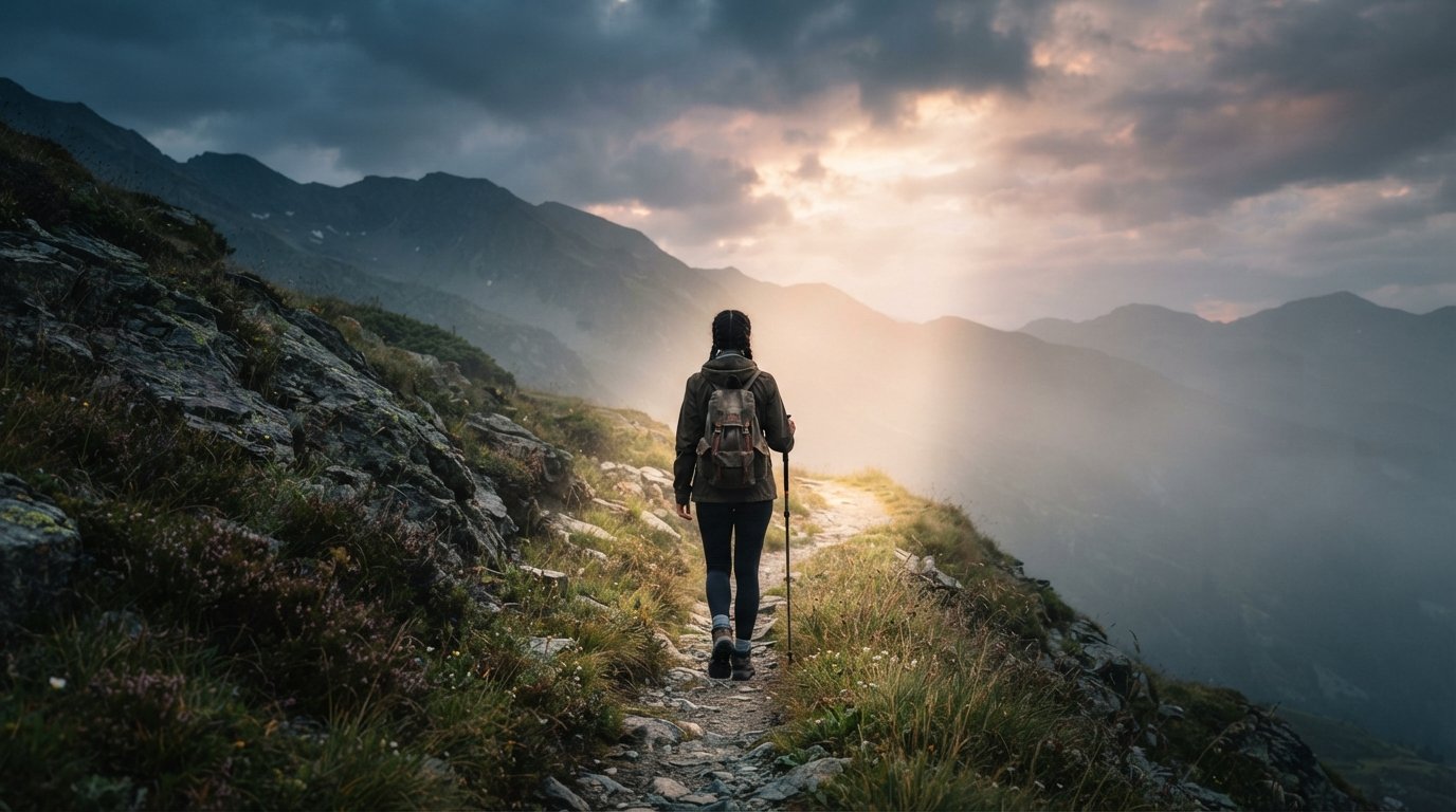 Person_walking_on_mountain_path_202608231215 Person_walking_on_mountain_path_202608231215